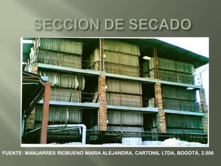 Posteriormente viene el prensado que es realizado por un solo operario este no representa ningún riesgo pero si tener cuidado en el proceso y calibre del cartón, ya que el diámetro de los rodillos por los cuales es pasada la lamina de cartón en un gran volumen, lo cual afectaría seriamente las extremidades del operario. (Ver gráfico No. 3).