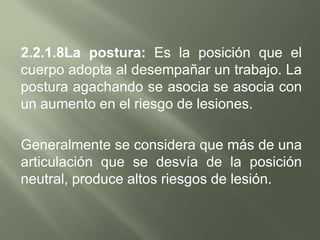 6. Adoptar posturas inseguras. 7. Colocarse debajo de cargas suspendidas. 8. Hacer bromas, chanzas pesadas, payasear reñir, promover resbalones o caídas. 9. No inmovilizar los controles eléctricos cuando una maquinaria entra en reparación. 10. Hacer inoperantes los dispositivos de seguridad. 11. Trabajar a velocidades inseguras. 12. Soldar, reparar tanques o recipientes sin tener en cuenta la presencia de vapores y substancias químicas peligrosas. En lo que atañe al mantenimiento general en si en la producción, consiste en conservar los locales, instalaciones, equipos, herramientas de trabajo en condiciones que garanticen la máxima eficiencia, para la producción y la utilidad de la empresa. No estamos hablando de mantener todo en condiciones perfectas, sino en condiciones optimas, pues de tener en cuenta que un mantenimiento excesivo también es muy costoso. 