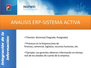 ANALISIS ERP-SISTEMA ACTIVA Integración de la  información:  