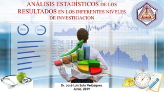 ANÁLISIS ESTADÍSTICOS DE LOS
RESULTADOS EN LOS DIFERENTES NIVELES
DE INVESTIGACION
Dr. José Luis Soto Velásquez
Junio, 2019
 