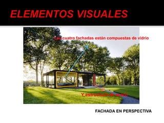 Las cuatro fachadas están compuestas de vidrio
Y estructura de acero
FACHADA EN PERSPECTIVA
 