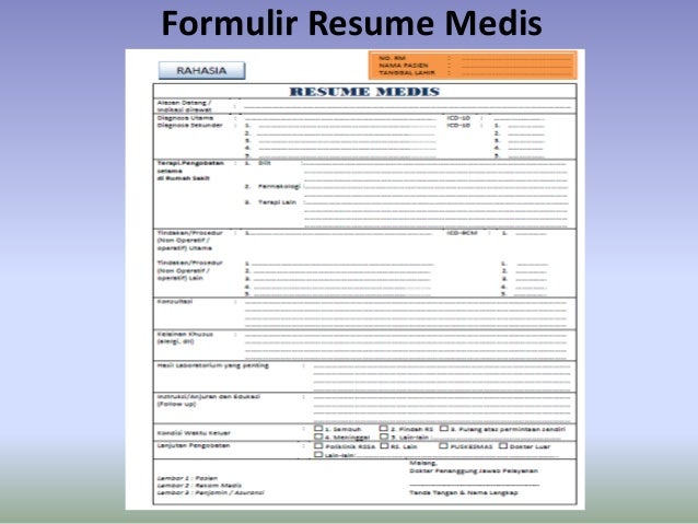 Analisis formulir resume  medis 