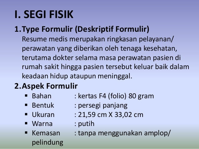 Analisis formulir resume medis