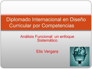 Diplomado Internacional en Diseño
Curricular por Competencias
Análisis Funcional: un enfoque
Sistemático

Elis Vergara

 