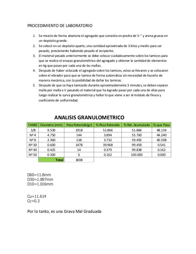 Analisis granulométrico de los suelos