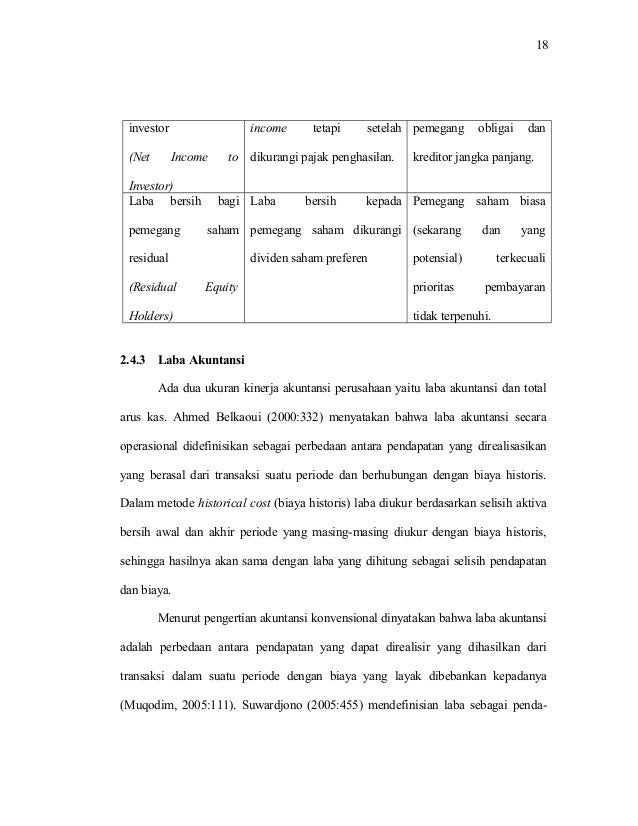 Analisis hubungan antara laba akuntansi dan laba tunai 