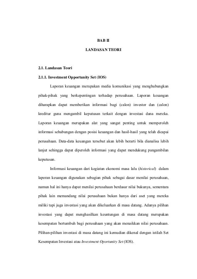 Analisis Hubungan Set Kesempatan Investasi