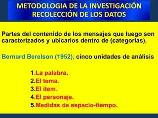 METODOLOGIA DE LA INVESTIGACIÓNRECOLECCIÓN DE LOS DATOSLAS VARIABLESPREGUNTAS NECESARIASMEDIR LA VARIABLEANALIZAR VARIABLE MEDIR SU CONFIABILIDAD¿QUE SE DEBE HACER?PLANTEAMIENTO DEL PROBLEMACARACTERISTICAS DE LA MUESTRAANALISIS DE QUE SE PIENSA