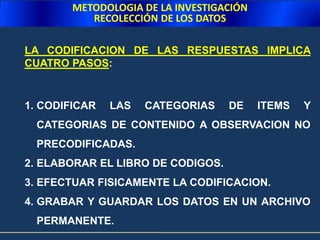 METODOLOGIA DE LA INVESTIGACIÓNRECOLECCIÓN DE LOS DATOSCONSEJOS PARA LA ADMINISTRACIÓN DEL CUESTIONARIOPOBLACION ANALFABETANIVELES BAJOSNIÑOS  NO DOMINAN LA LECTURATRABAJADORES LECTURA BASICAENTREVISTACUESTIONARIO SENCILLOSEJECUTIVOS ASOCIACIONESCORREO O MENSAJERIAVIA TELEFONICA