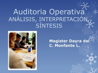 Auditoria Operativa
ANÁLISIS, INTERPRETACIÓN,
SÍNTESIS
Magister Dayra del
C. Monfante L.
 