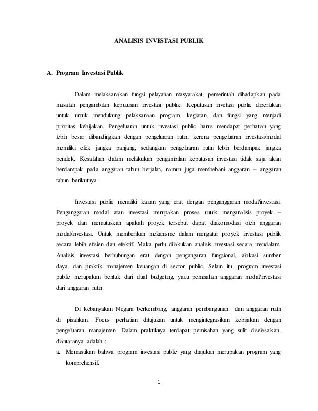Analisis Investasi Publik
