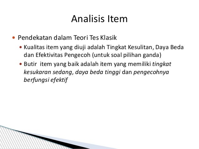 Analisis Item Dan Norma