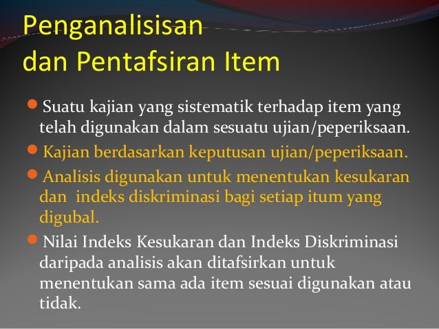 Analisis Item Soalan Objektif