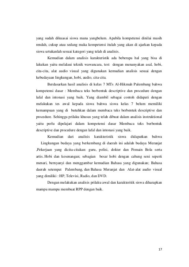 Analisis karakteristik siswa dan lingkungan