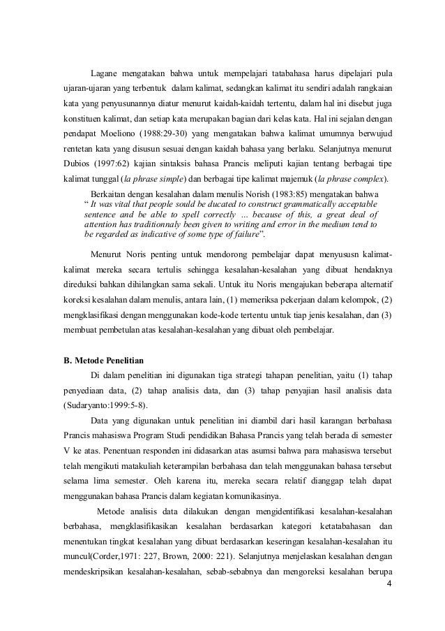 Analisis Kesalahan Sintaksis Bahasa Prancis