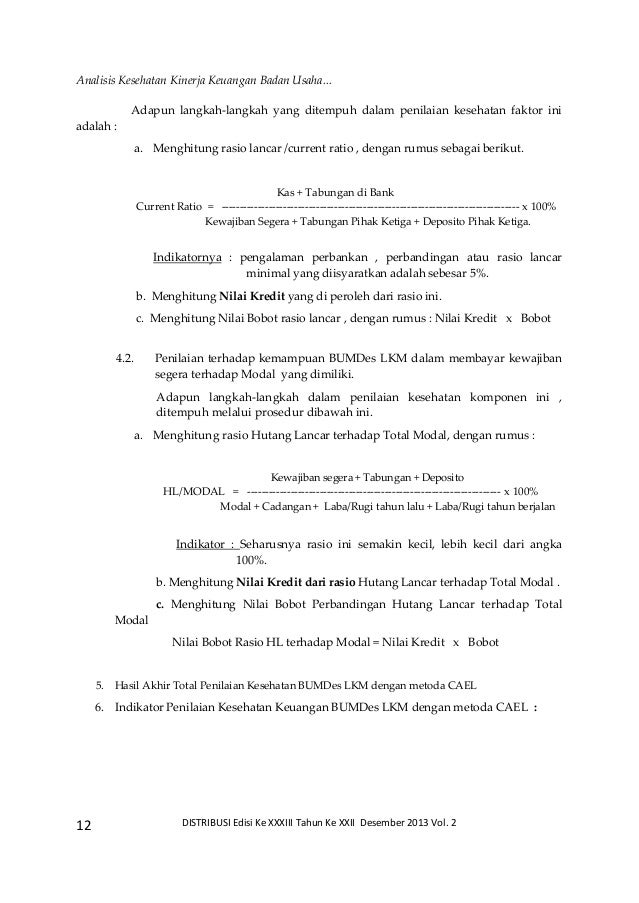 Analisis Kesehatan Kinerja Keuangan Badan Usaha Milik Desa