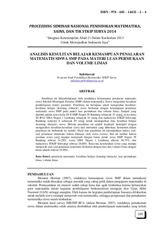 Analisis Kesulitan Belajara Kemampuan Penalaran Matematis Siswa Smp P