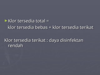 ANALISIS KLOR PADA AIR DAN UDARA SERTA JENIS-JENIS SENYAWA KLOR | PPT