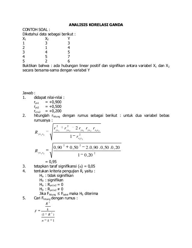 Contoh Soal Dan Jawaban Korelasi Pearson Product Moment