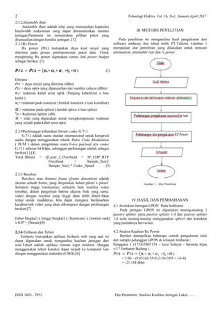 2 Teknologi Elektro, Vol. 16, No1, Januari-April 2017
ISSN 1693– 2951 Eka Paramarta: Analisis Kualitas Jaringan Lokal........