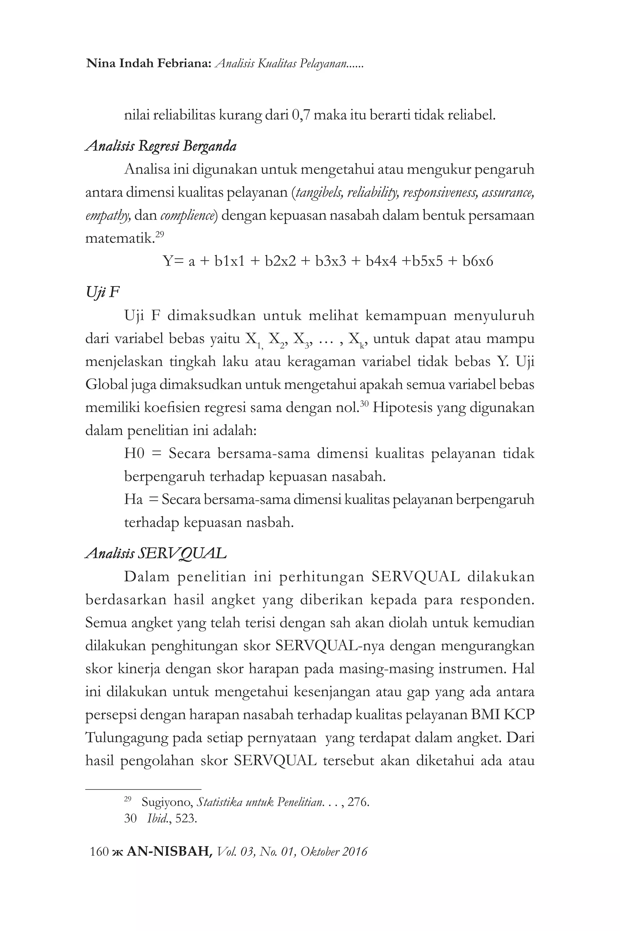Analisis kualitas pelayanan bank terhadap kepuasan nasabah pada bank ...