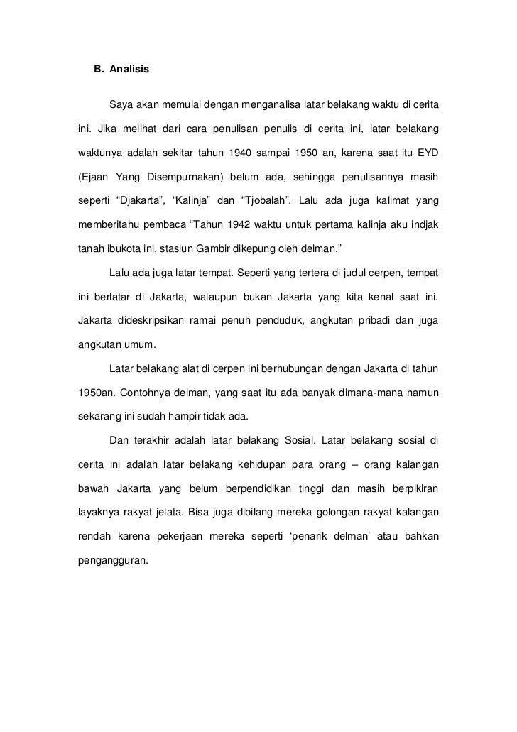 Analisis Cerpen Jakarta Karya Totilawati Pigura