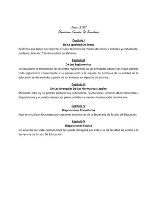 Analisis ley 66 97 de la Educacion Dominicana | DOCX