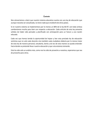 Analisis ley 66 97 de la Educacion Dominicana | DOCX