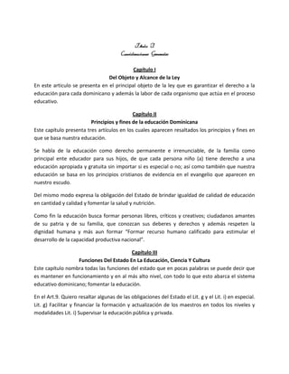 Analisis ley 66 97 de la Educacion Dominicana | DOCX