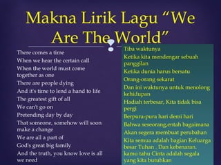 Analisis lirik lagu We Are The World - USA For Africa/ Haiti | PPT
