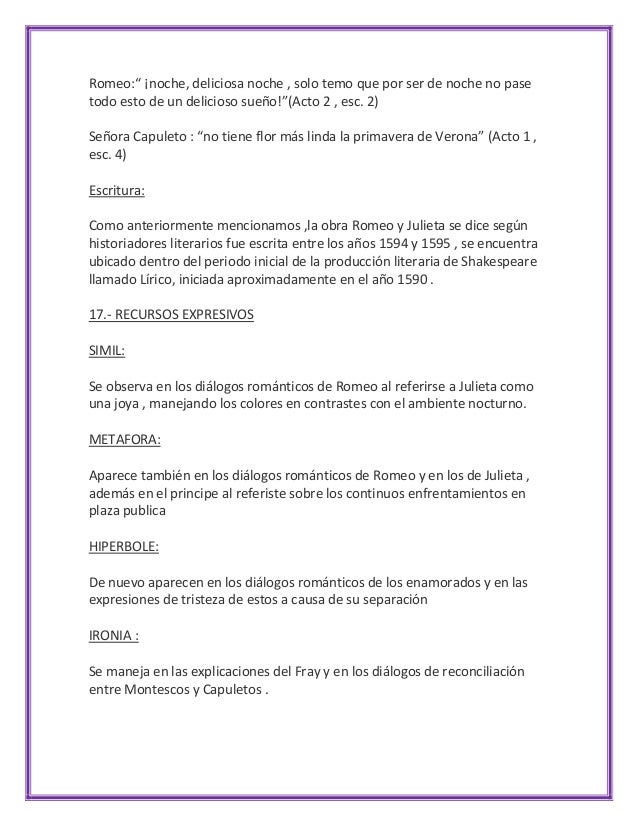 Analisis Literario Romeo Y Julieta