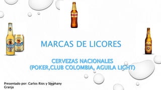 MARCAS DE LICORES
Presentado por: Carlos Rios y Stephany
Granja
 