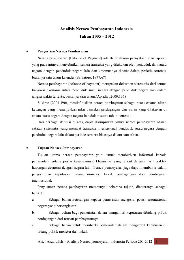 Analisis Neraca Pembayaran Indonesia Full