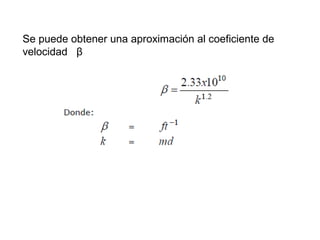 Se puede obtener una aproximación al coeficiente de 
velocidad β 
 