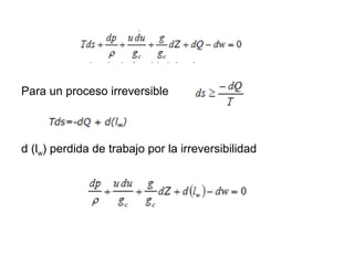 Para un proceso irreversible 
d (lw) perdida de trabajo por la irreversibilidad 
 