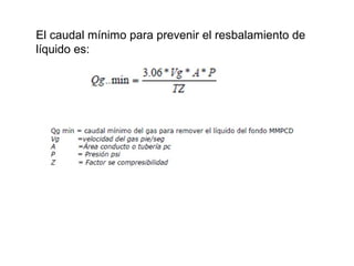 El caudal mínimo para prevenir el resbalamiento de 
líquido es: 
 