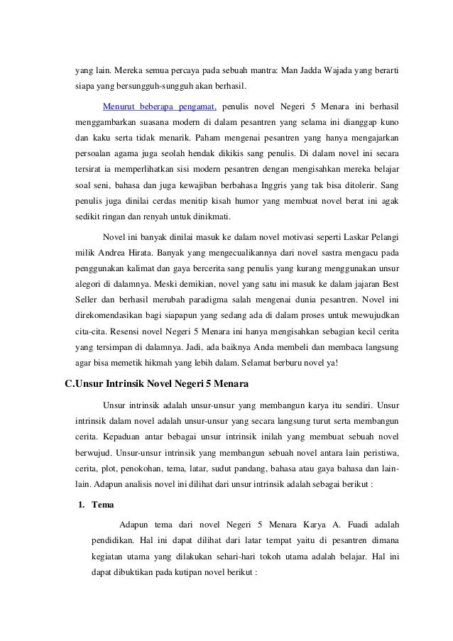 Analisis Novel Novel Negri 5 Menara