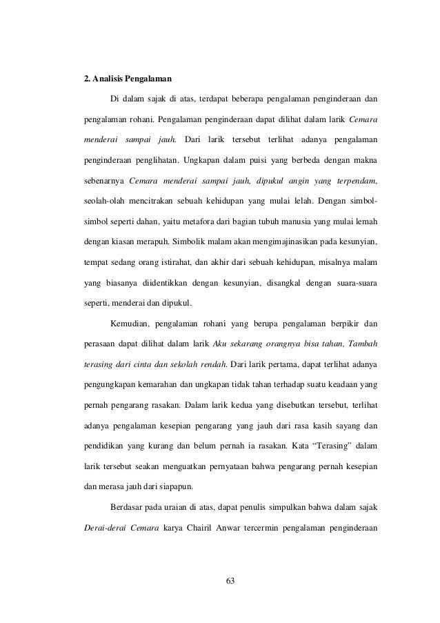 Analisis pengalaman pengalaman yang tercermin dalam puisi 