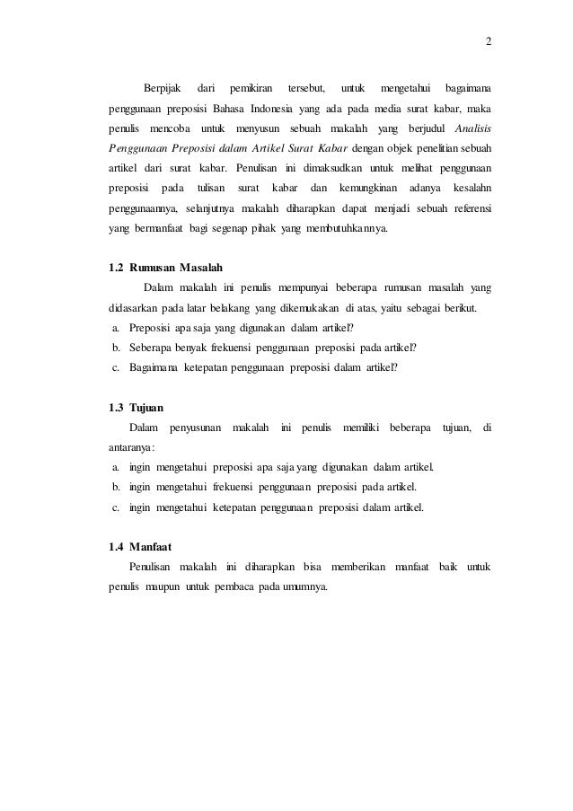 ANALISIS PENGGUNAAN PREPOSISI DALAM ARTIKEL SURAT KABAR