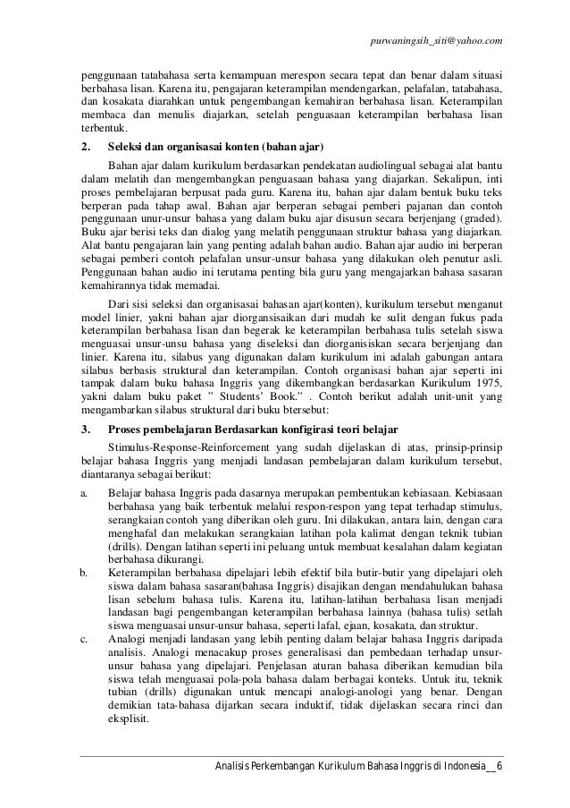 Analisis perkembangan kurikulum bahasa inggris di indonesia