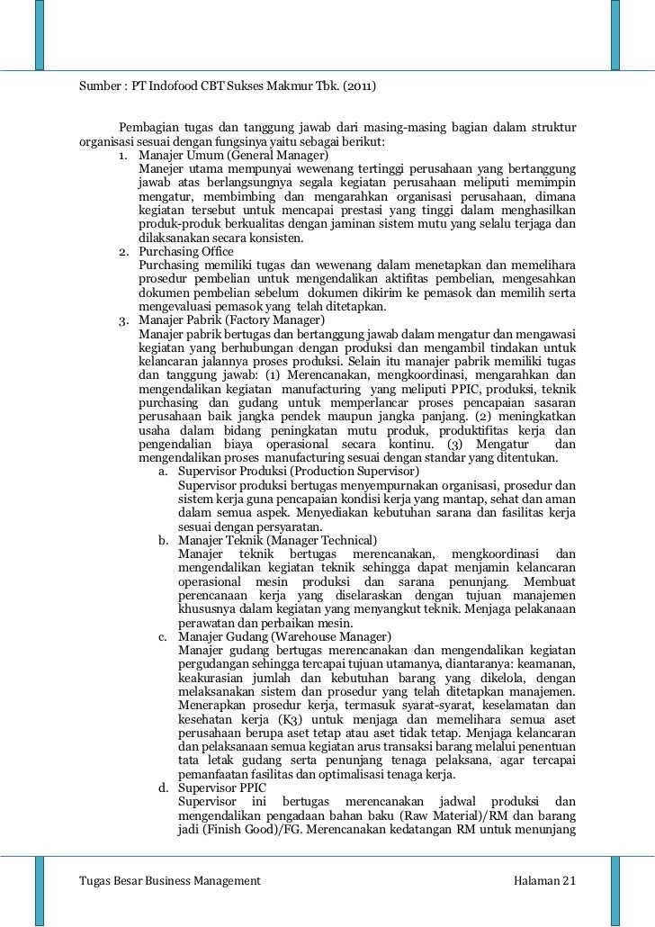 tugas seorang marketing secara umum Analisis Perusahaan Carrefour dan Indofood