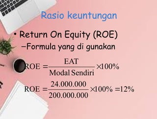 Rumus Rumus Rasio Roe Analisis Rasio Keuangan di perusahaan1.ppt