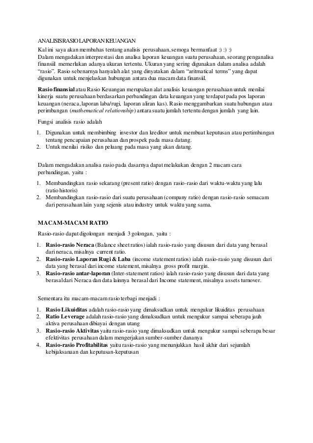 Analisis Rasio Laporan Keuangan