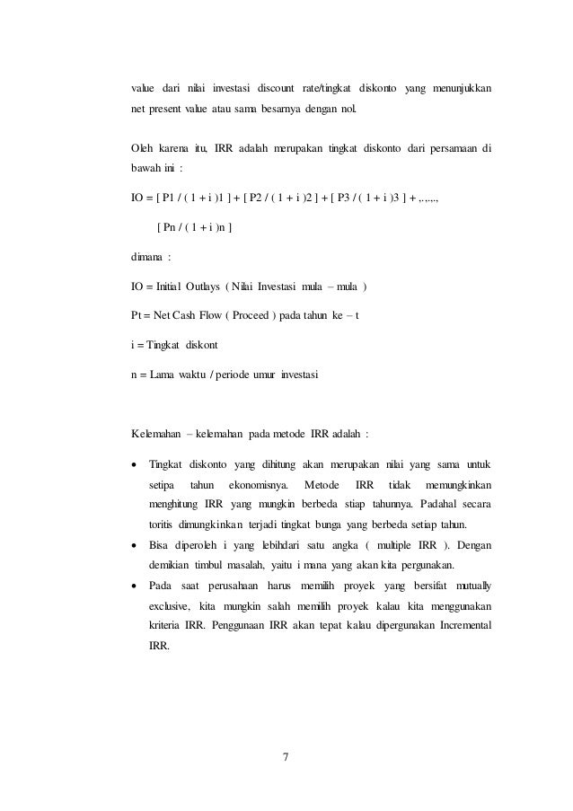 Analisis Rate Of Return