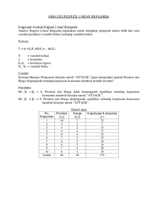 Analisis Regresi Linear Berganda