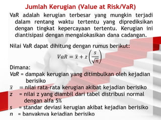 Jumlah Kerugian (Value at Risk/VaR)
 