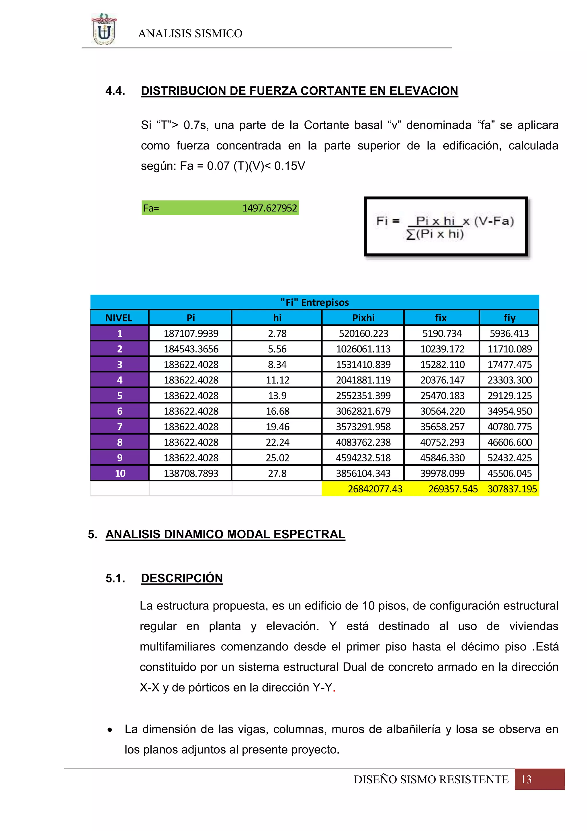 Analisis Sismico De Una Edificacion De 10 Niveles Pdf