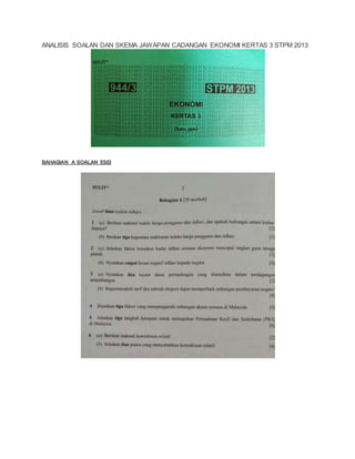 Analisis Soalan Dan Skema Jawapan Cadangan Ekonomi Kertas 3 Stpm 2013