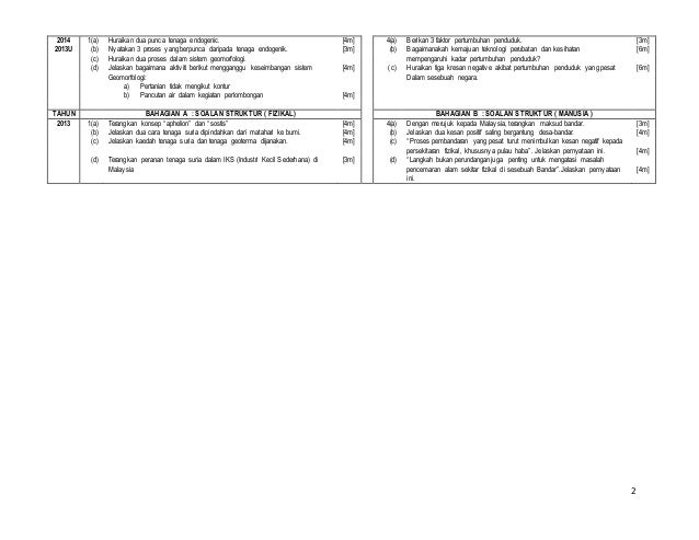 Analisis Soalan Stpm Geo P1 2013 2019