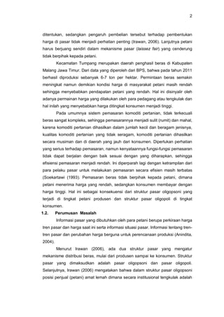 Dinamika Struktur Pasar dan Integrasi Vertikal: Analisis Sistem Pemasaran Tengkulak